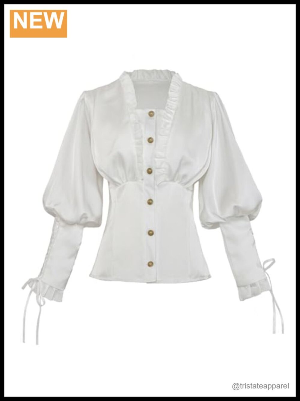 Victorian Satin Blouse Ruffled Long Sleeve Vintage Edwardian Top